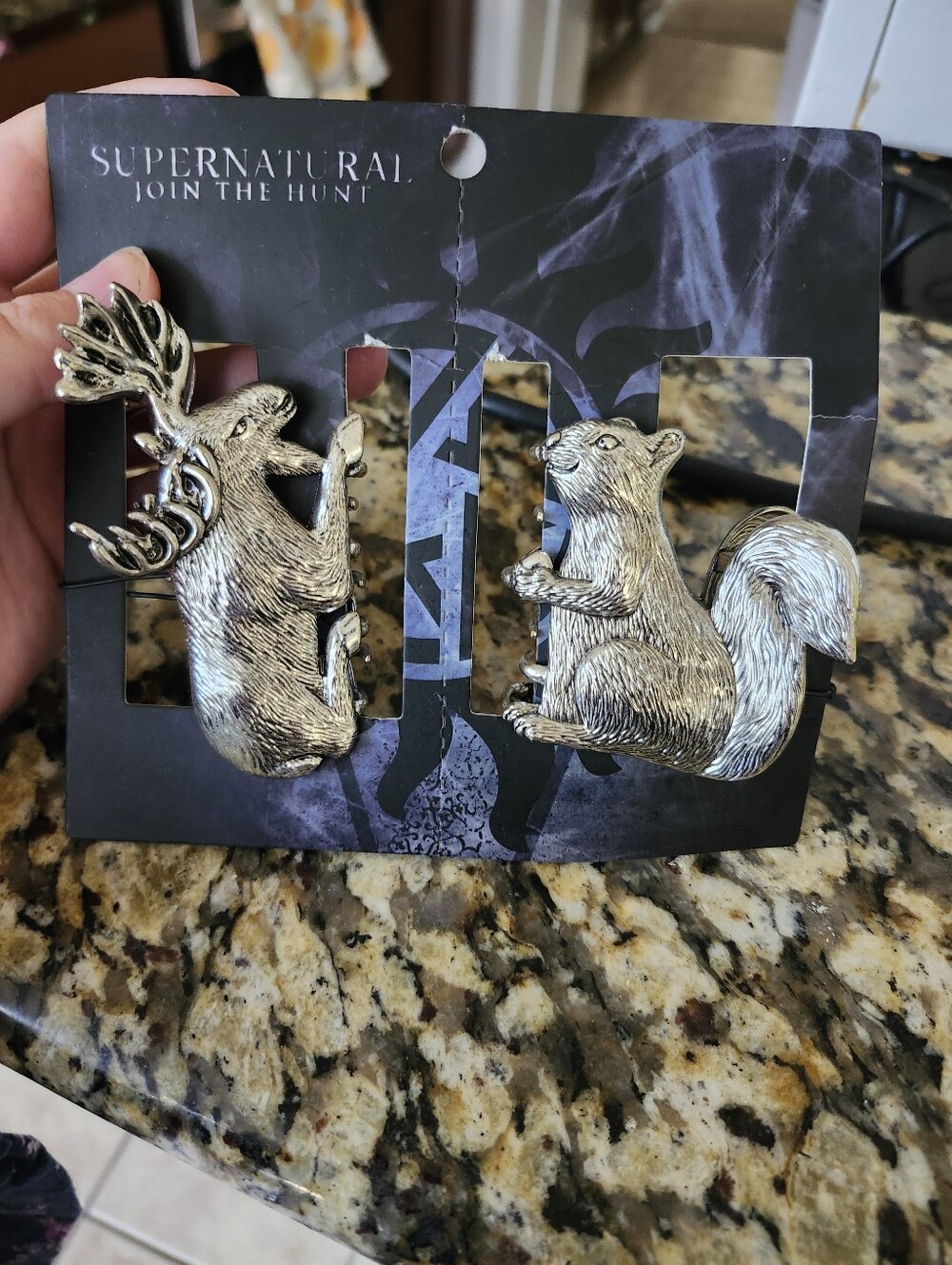 Supernatural Branded Silver-Tone Moose and Squirrel Hair Clip Set